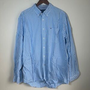 Tommy Hilfiger Button Down Shirt Mens XL Blue Gingham Classic Fit Long Sleeve